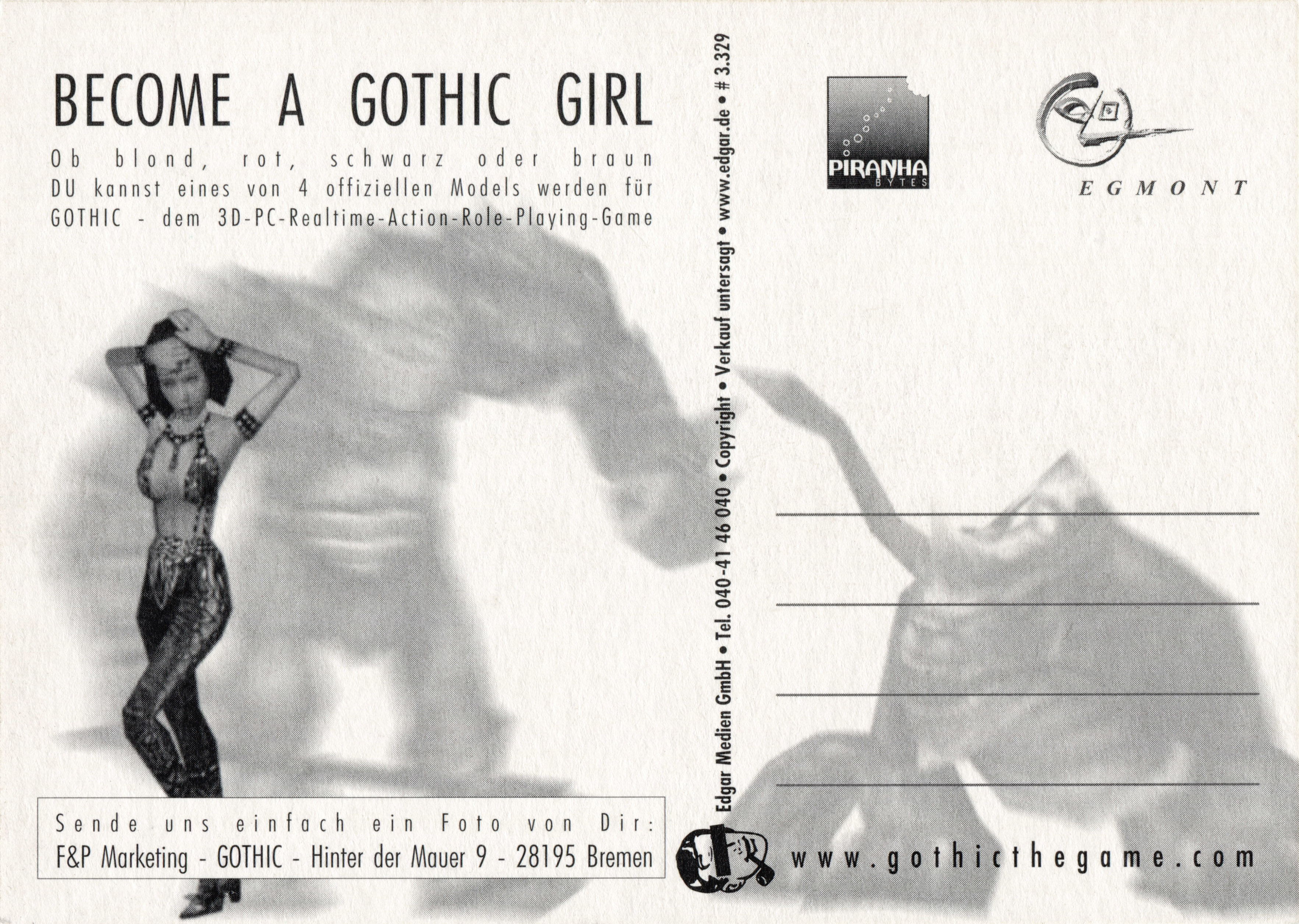 Edgar Karte Photo: 'Become a Gothic Girl No2' Rückseite